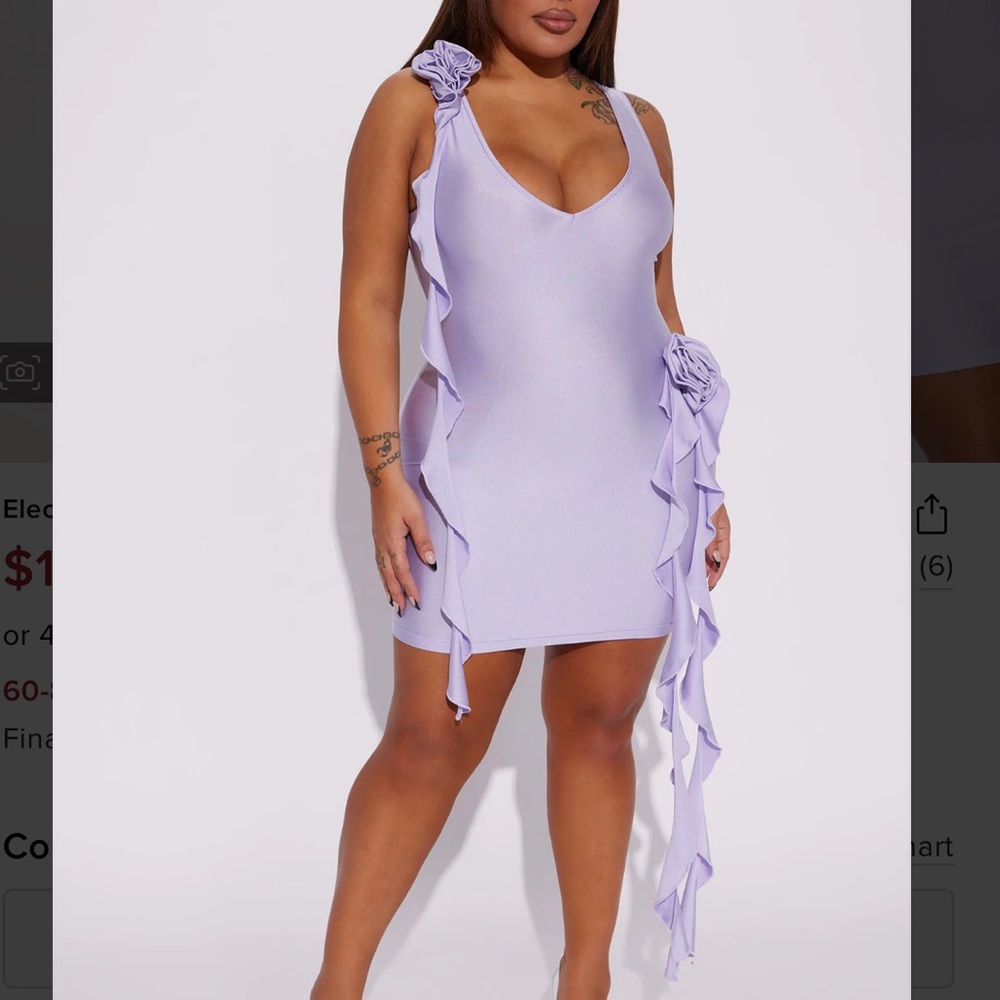 Purple Rose & Ruffle detail Mini Dress